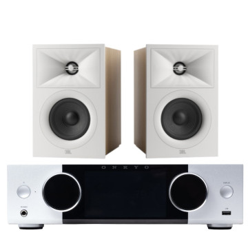 Onkyo Muse Y-50 Srebrny + JBL Stage 240B Latte